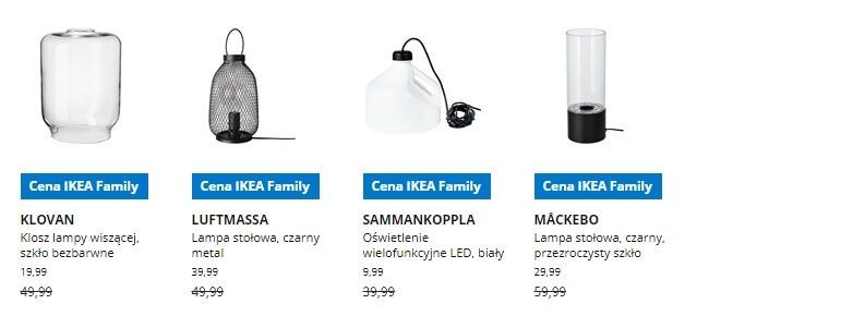 IKEA Lublin wyprzedaż produktów z kategorii Oświetlenie