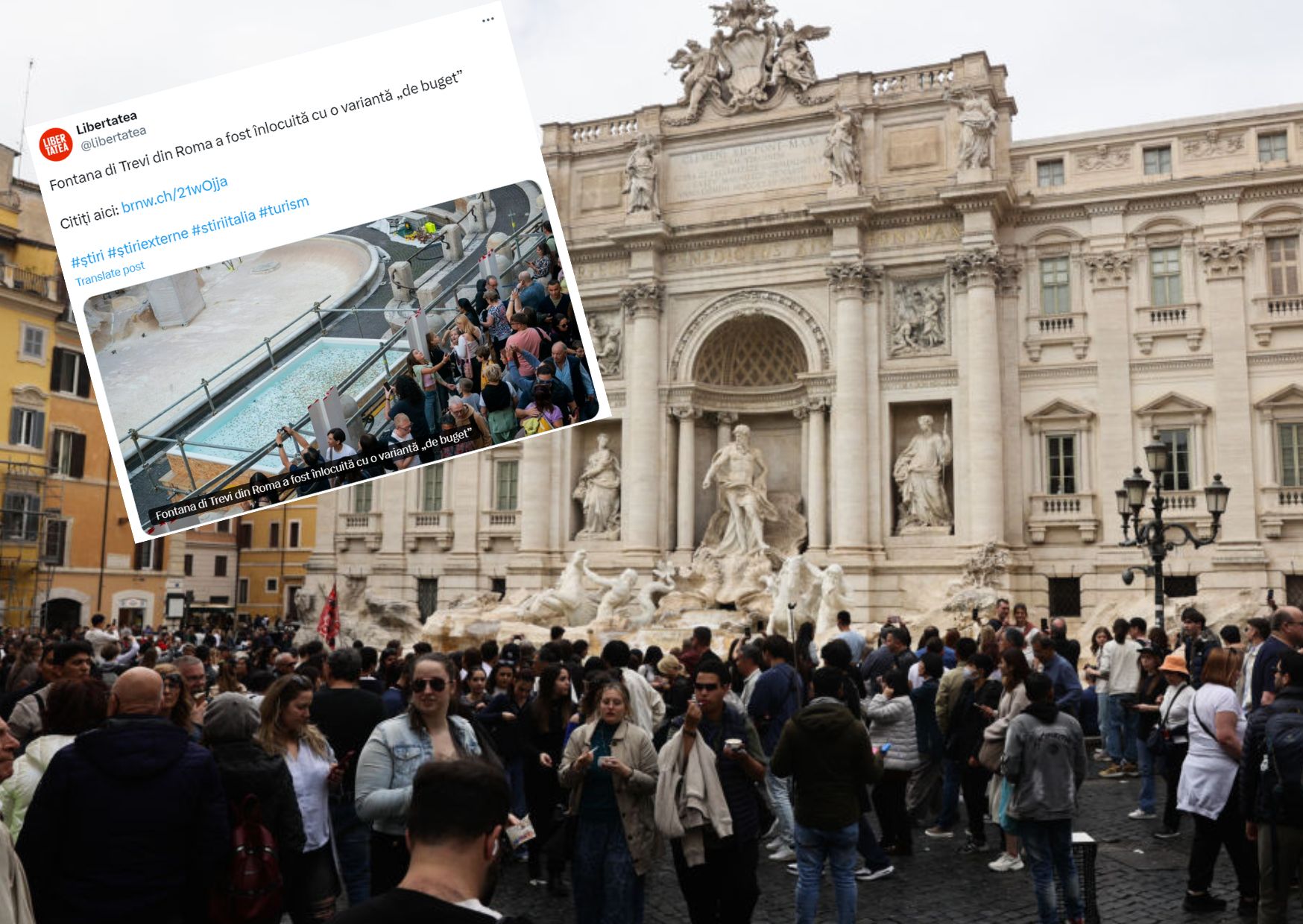 Taki widok pod di Trevi zaskoczył turystów