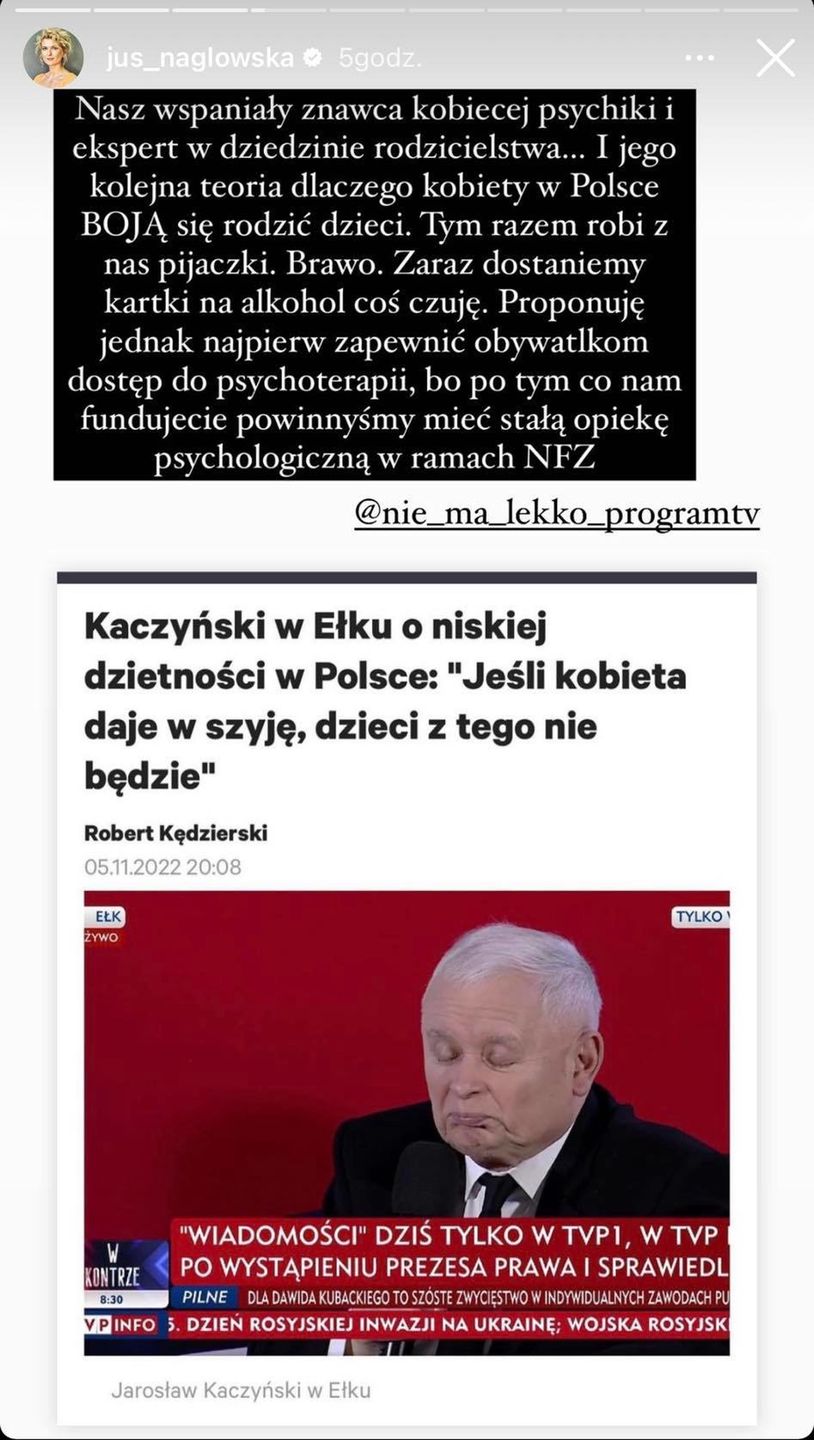 Justyna Nagłowska reaguje na słowa Jarosława Kaczyńskiego