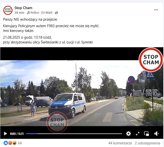 Nagranie z policją z Łodzi.