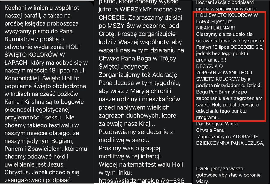 Wspólnoty religijne zakazują Święta Kolorów XD