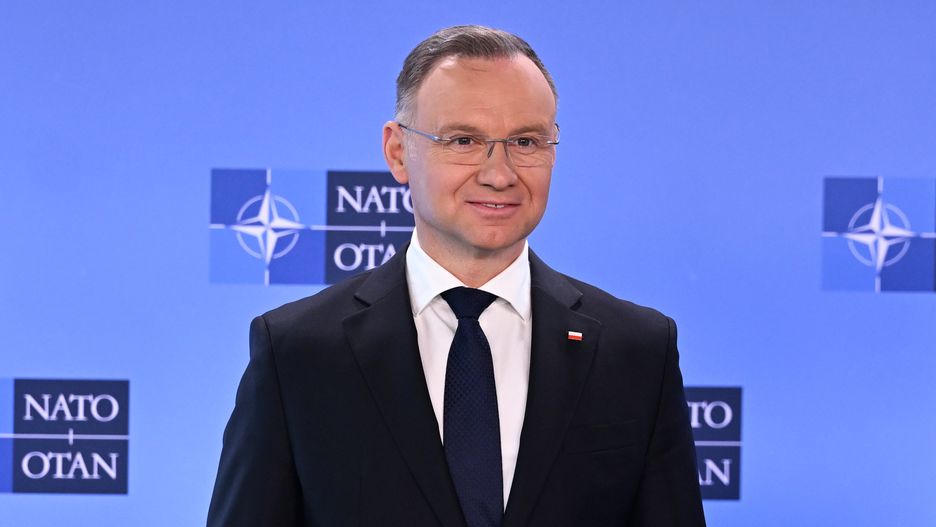 BRUSSELS, BELGIUM - MARCH 14: Polish President Andrzej Duda meets NATO Secretary General Jens Stoltenberg (not seen) in Brussels, Belgium on March 14, 2024. (Photo by Dursun Aydemir/Anadolu via Getty Images)