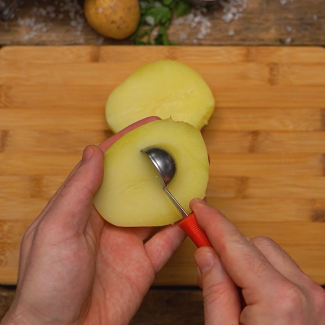 First, I'm getting started on the potatoes.