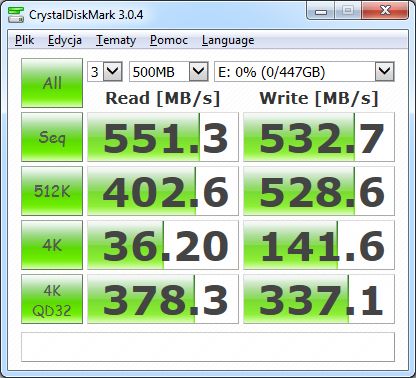 Kingston HyperX Savage 480 GB - CrystalDiskMark
