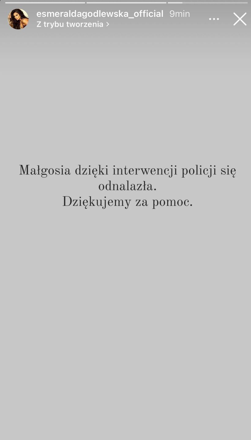 Policja odnalazła Małgorzatę Godlewską. Esmeralda Godlewska dziękuje za pomoc