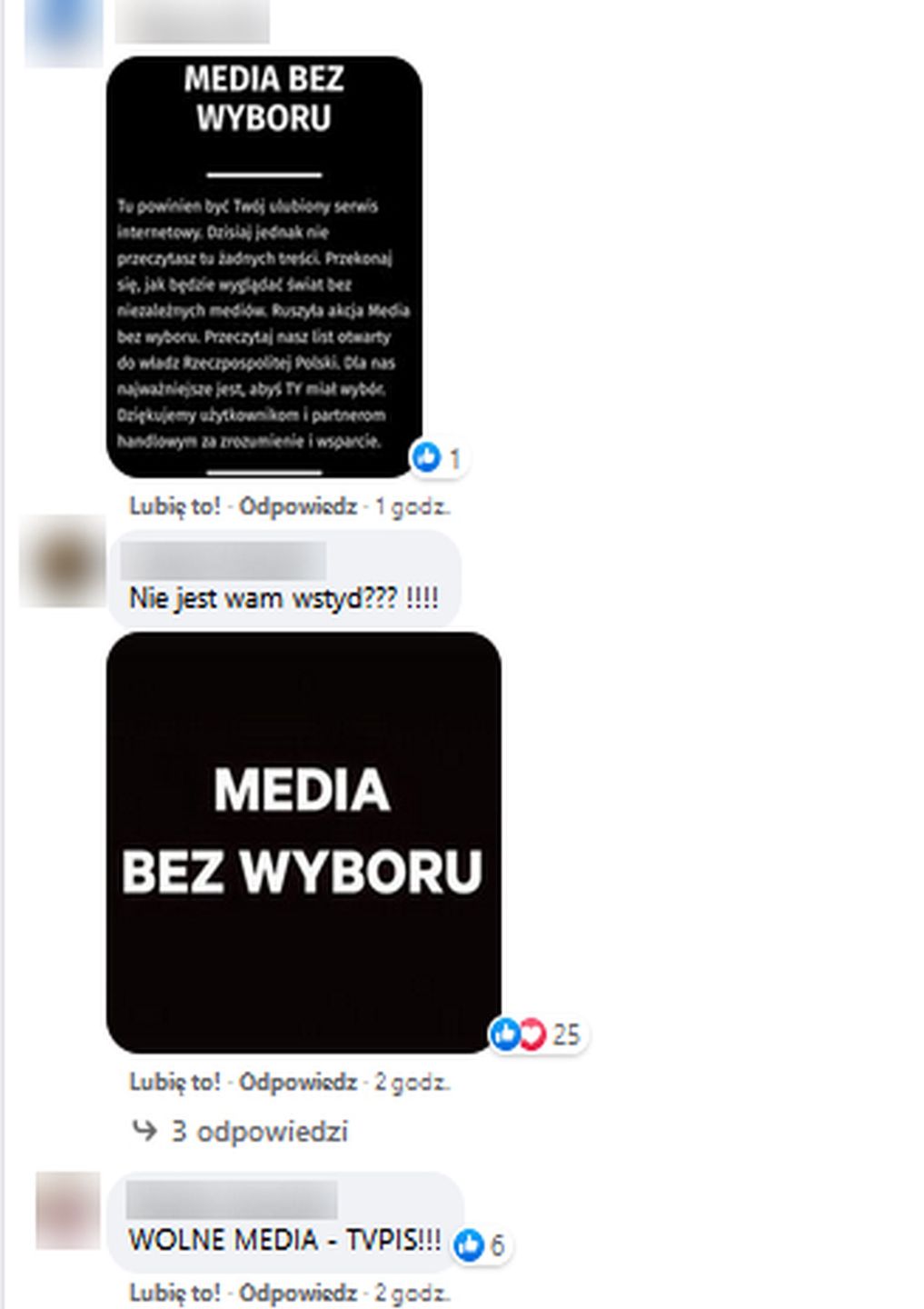 Internauci wspierają strajk mediów pod wpisami "Pytania na śniadanie"