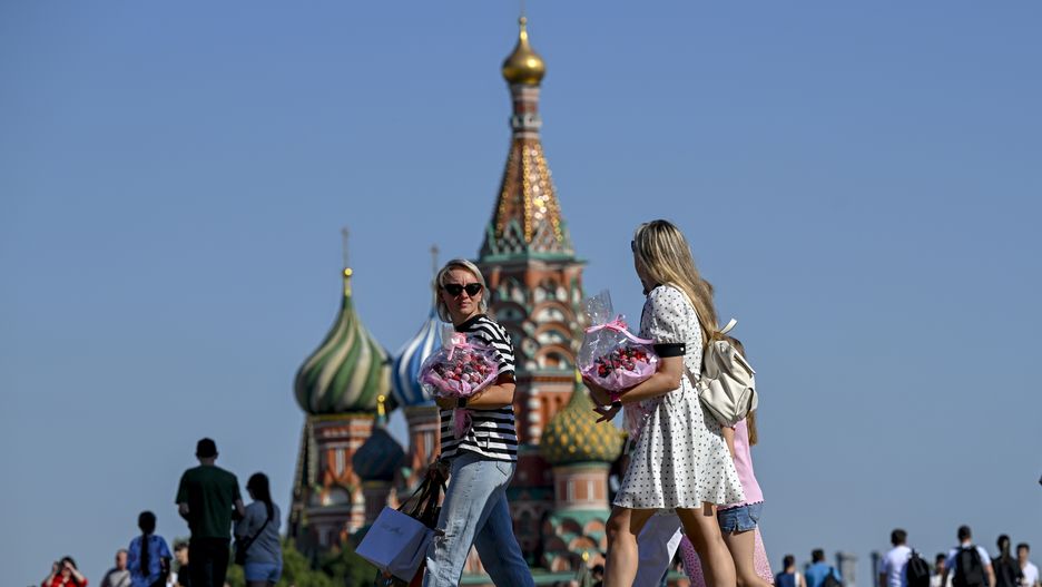 MOSCOW, RUSSIA - JULY 07: Some citizens take walks around the historic Red Square and its surroundings during the weekend holidays in Moscow, the capital of Russia on July 7, 2024. (Photo by Sefa Karacan/Anadolu via Getty Images)