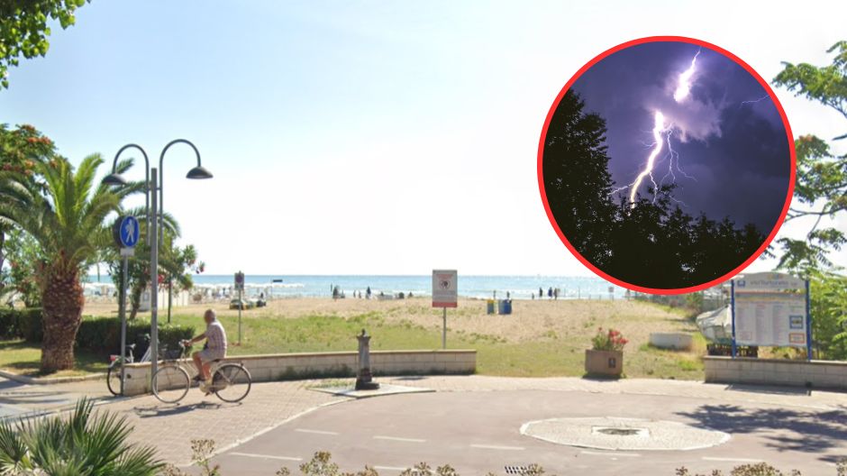 W momencie uderzenia pioruna w wybrzeże wśród plażowiczów wybuchła panika