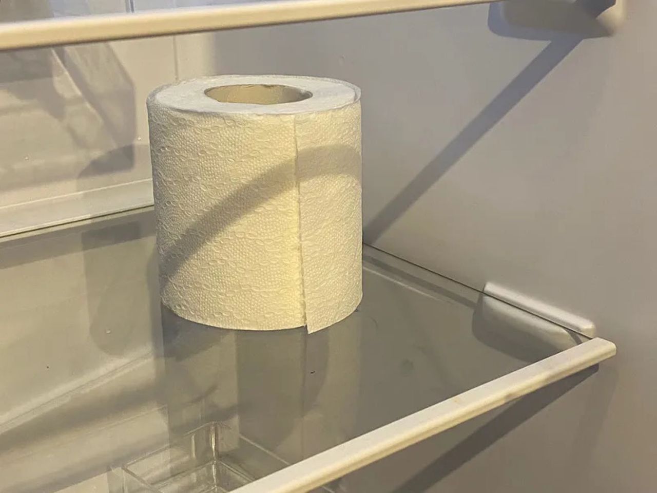 Put the roll of toilet paper in the refrigerator.