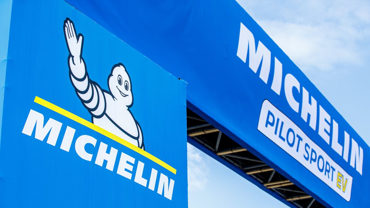 BERLIN, GERMANY - MAY 14: Michelin ,Logo,Sign during the ABB FIA Formula E World Championship on May 14, 2022 in Berlin, Germany. (Photo by Stefan Matyba/vi/DeFodi Images via Getty Images)