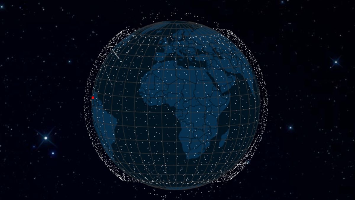 Mapa położenia konstelacji satelitów Starlink