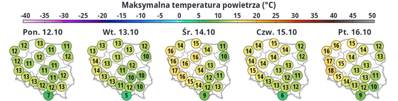 Maksymalna prognozowana temperatura powietrza.