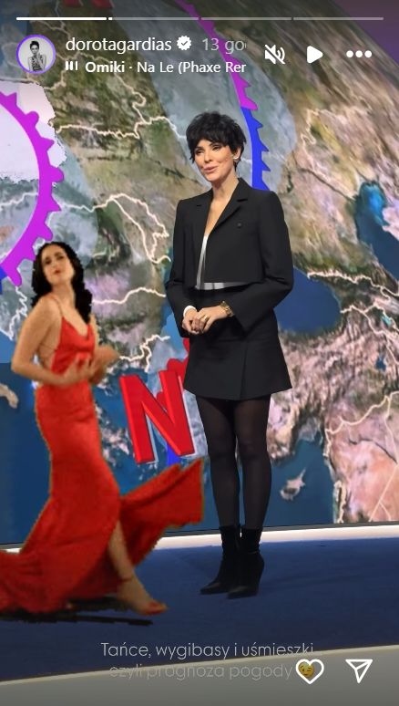 Dorota Gardias w stylowym komplecie na planie