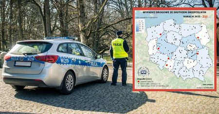 Mapa wypadków ze skutkiem śmiertelnym. Od początku wakacji odnotowano już ponad 200