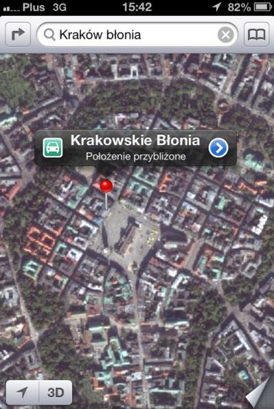 Mapy Apple - Krakowskie Błonia na rynku?