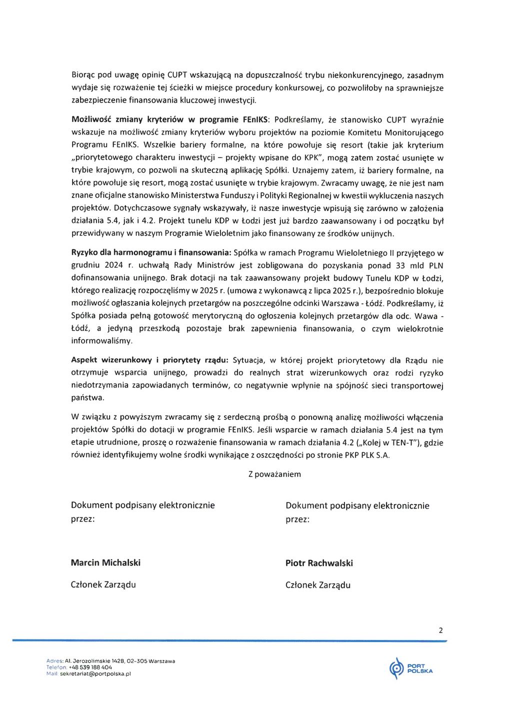 Pismo CPK do Piotra Malepszaka z 11 czerwca 2026 r.