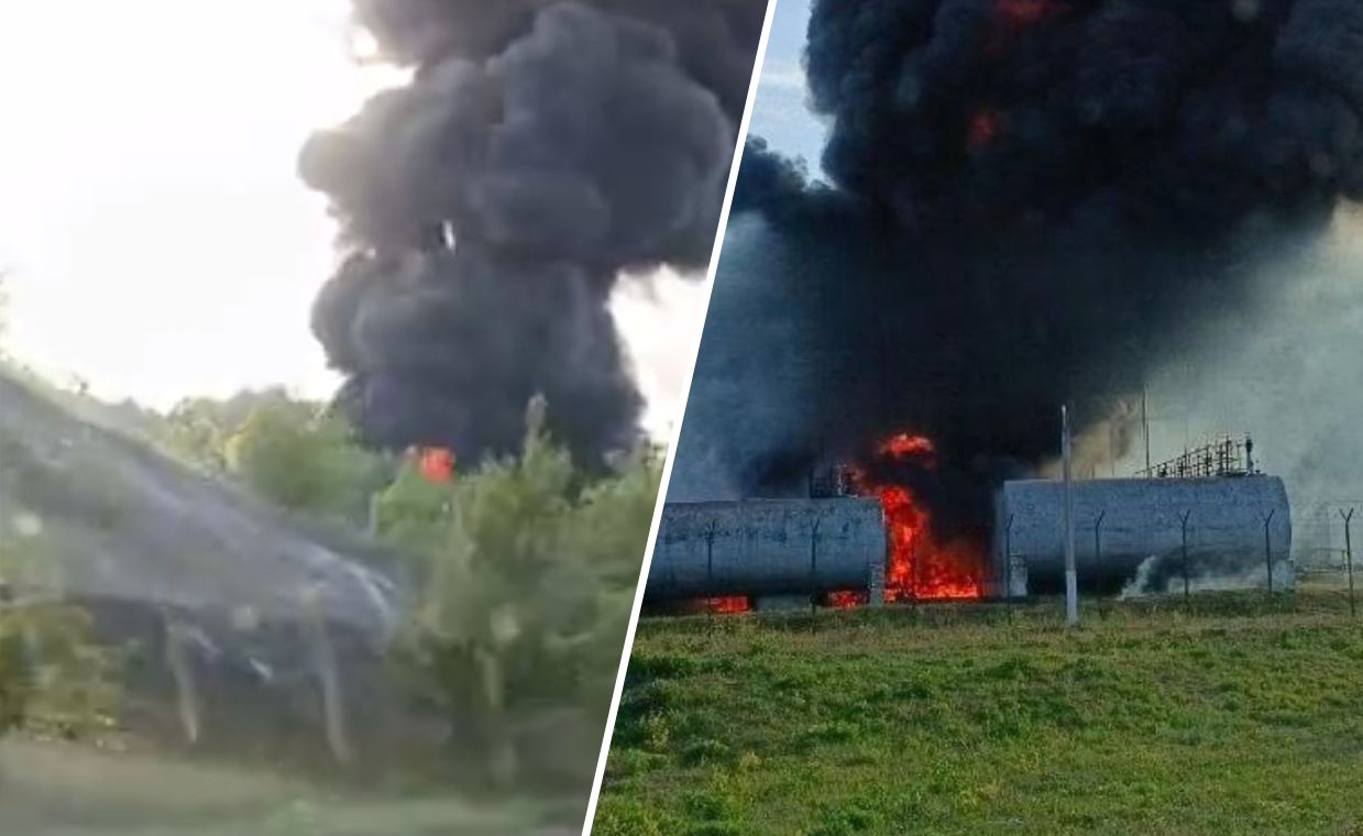 Ukrainian drone strike ignites massive blaze at Russian fuel depot