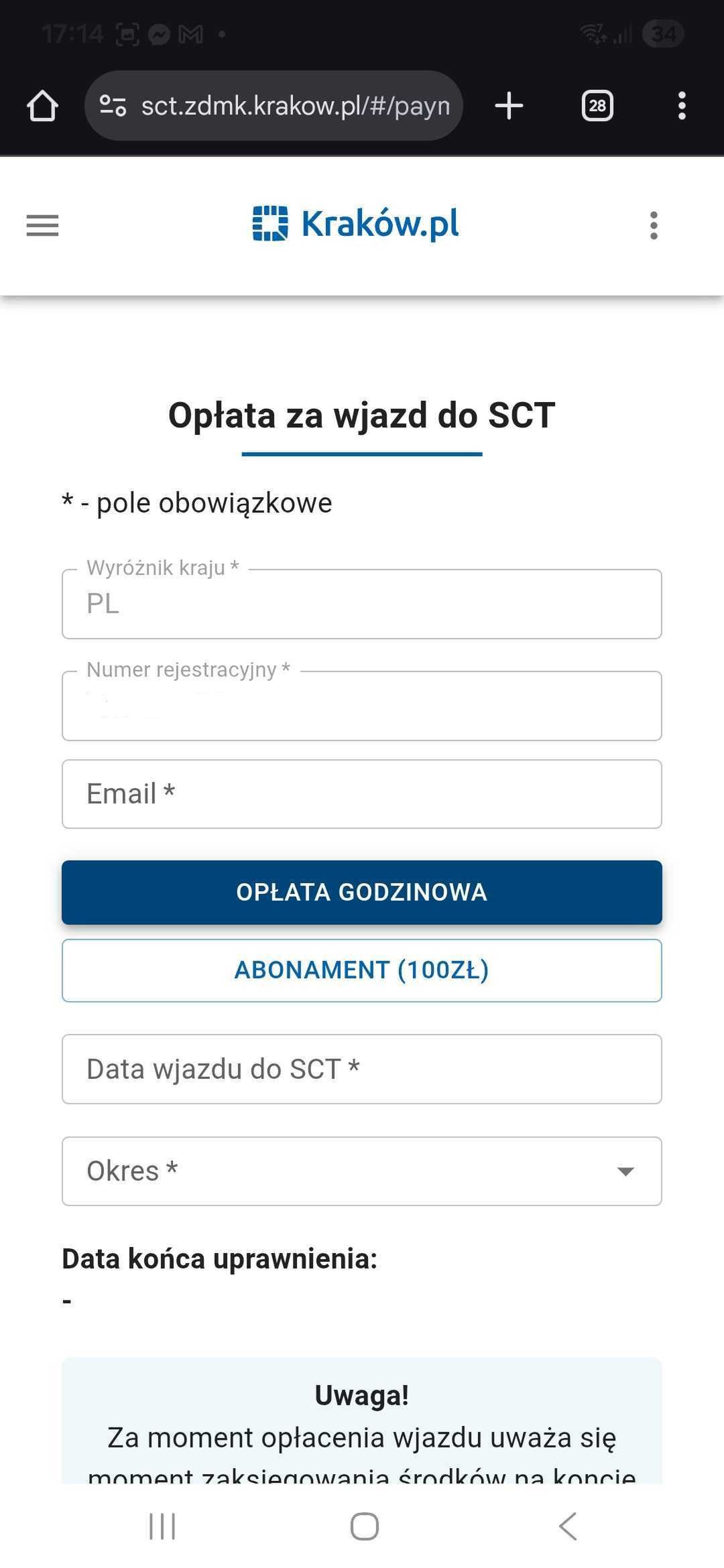 Jak opłacić wjazd do SCT w Krakowie?