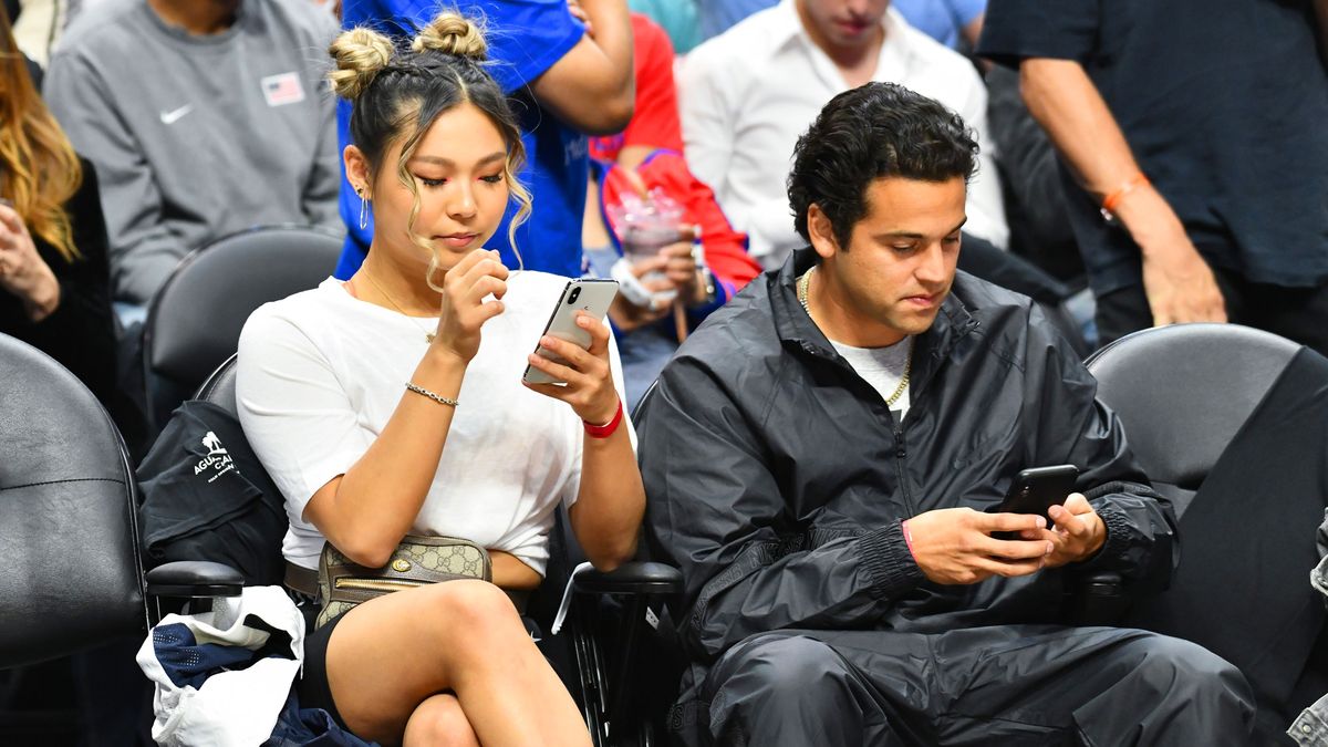 LOS ANGELES, CALIFORNIA - OCTOBER 22: Chloe Kim and Paul Rodriguez attend a basketball game between the Los Angeles Clippers and the Los Angeles Lakers at Staples Center on October 22, 2019 in Los Angeles, California. (Photo by Allen Berezovsky/Getty Images)