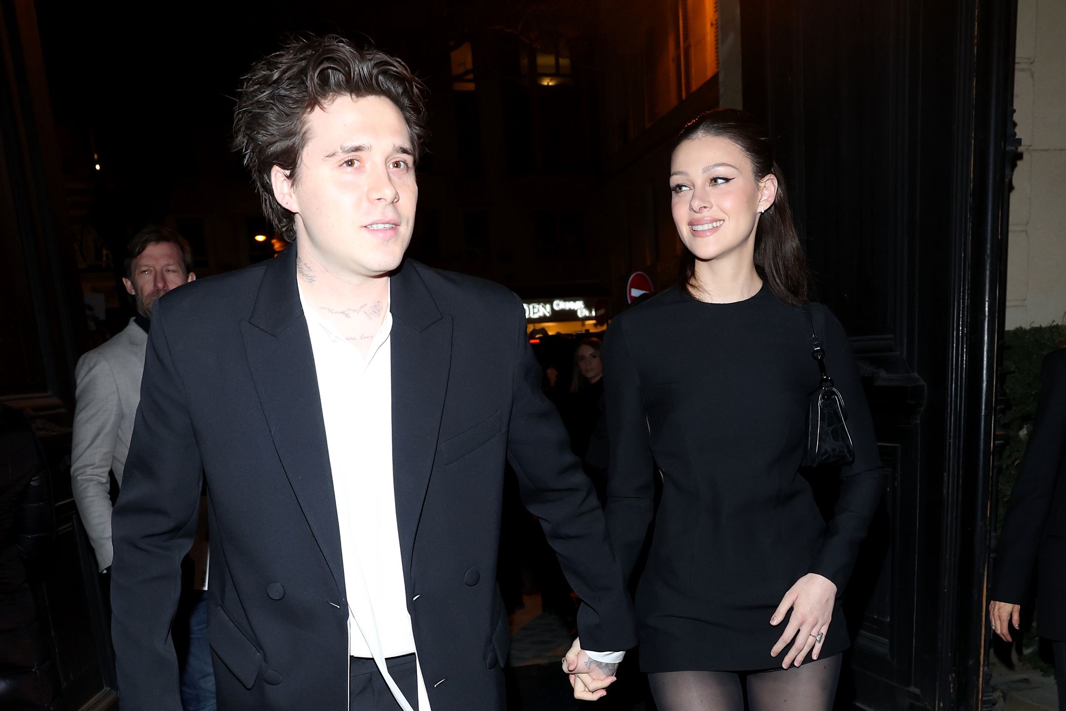 PARIS, FRANCE - MARCH 05: Brooklyn Beckham and Nicola Peltz attend the Valentino Womenswear Fall Winter 2023-2024 show as part of Paris Fashion Week on March 05, 2023 in Paris, France. (Photo by Jacopo Raule/Getty Images)
