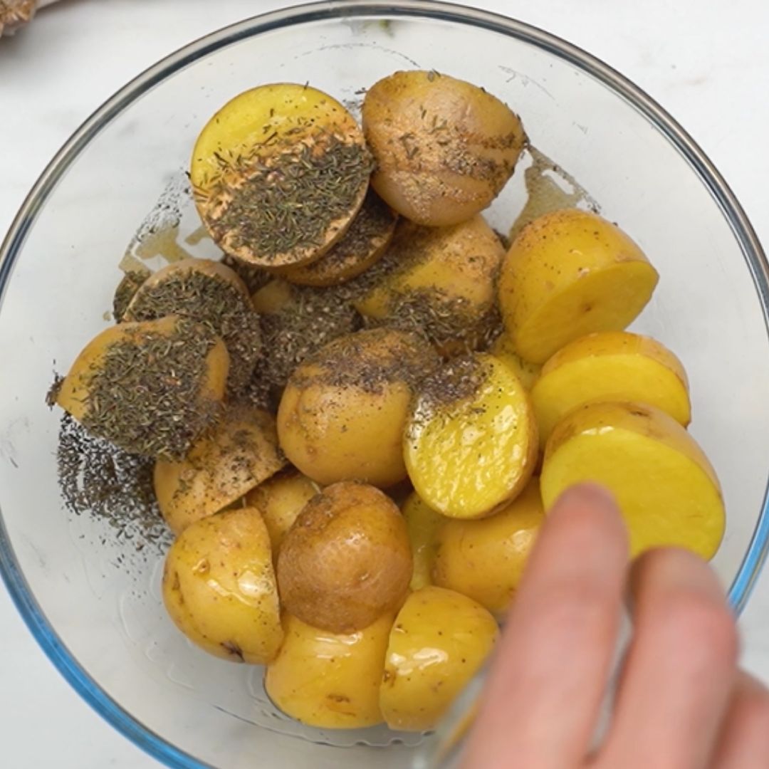 First, I prepare the potatoes.