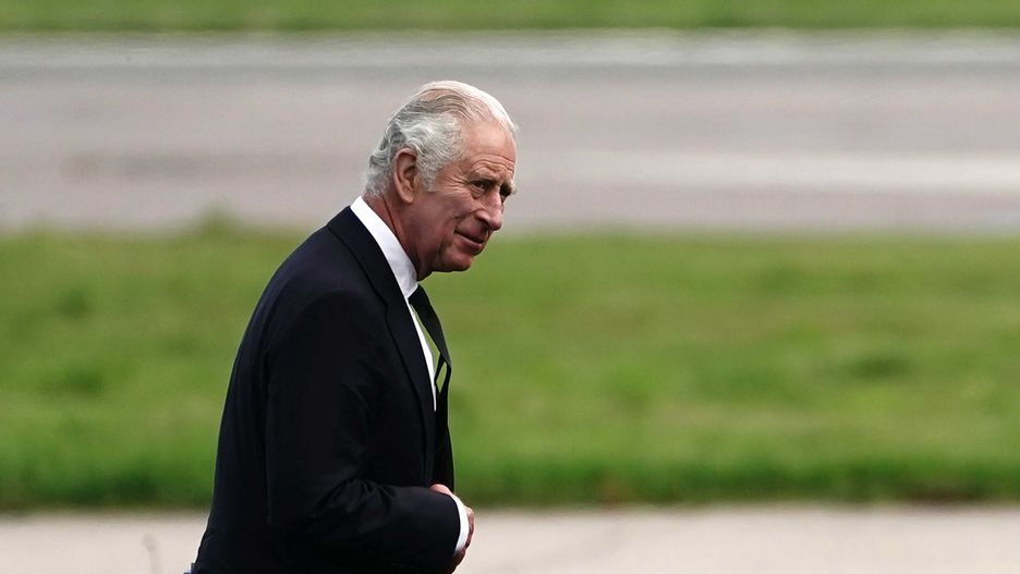 Queen Elizabeth II death
King Charles III at Aberdeen Airport as he travels to London with the Queen following the death of Queen Elizabeth II on Thursday. Picture date: Friday September 9, 2022.,Image: 720993812, License: Rights-managed, Restrictions: , Model Release: no, Credit line: Aaron Chown / PA Images / Forum
Aaron Chown / PA Images / Forum
Queen Elizabeth II death##PA2022, royal, royalty, Prince Charles, Prince of Wales, Camilla, wparota, DEATH, Queen, category_code_a