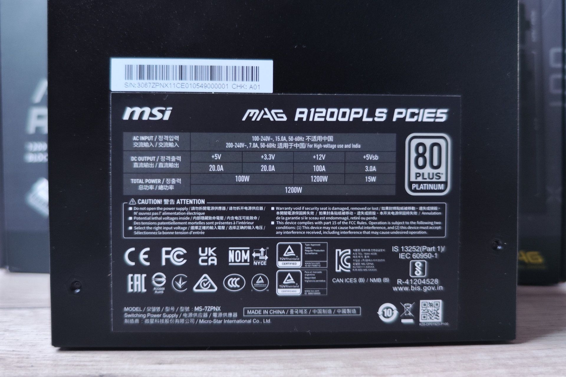Zasilacz MSI MAG A1200PLS PCIE5
