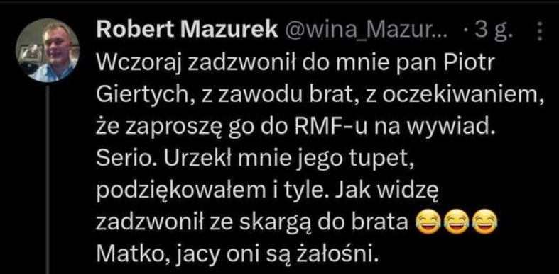 Screen z serwisu X. 