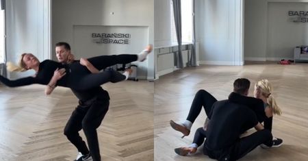 CHWILE GROZY na próbie do "Tańca z Gwiazdami". Natalia Nykiel i Jacek Jeschke zaliczyli bolesny upadek. "Pytacie, jak nam idą obroty" (WIDEO)