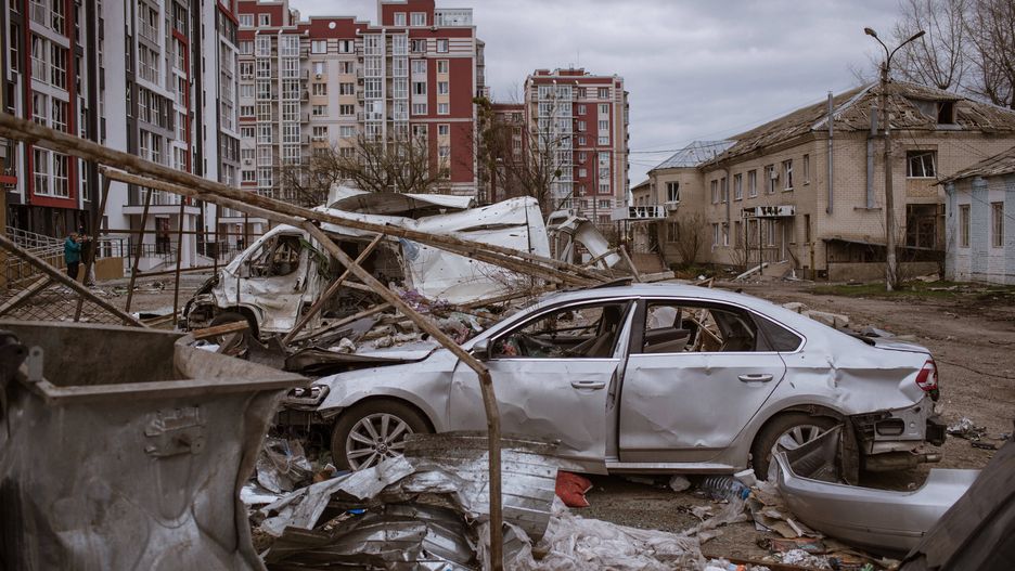 Russian attacks on UkraineHOSTOMEL, UKRAINE - APRIL 06: Damage caused by the Russian attacks is seen on April 6, 2022 in Hostomel, Ukraine. Andre Luis Alves / Anadolu Agency/ABACAPRESS.COM Dostawca: PAP/AbacaAA/ABACADemydiv, Kyiv, Russian attacks on Ukraine, Ukraine