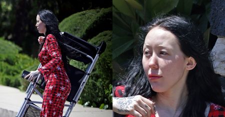 Noah Cyrus w piżamie, BEZ BUTÓW i grama makijażu taszczy krzesła do swojej rezydencji (ZDJĘCIA)