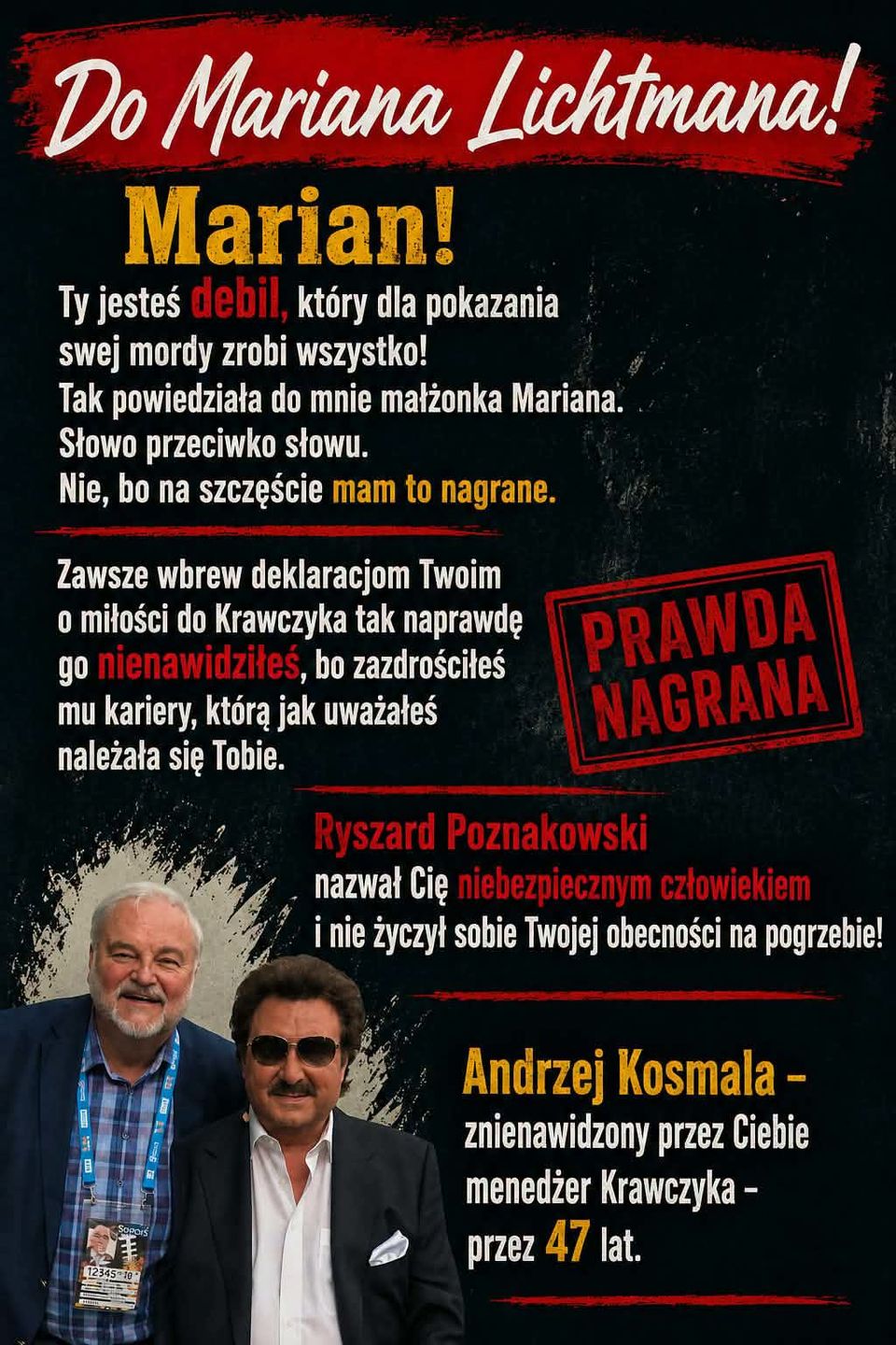 Wpis Andrzeja Kosmali o Marianie Lichtmanie