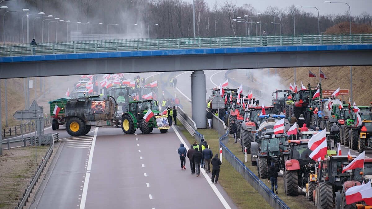 Protest rolników na obwodnicy Lublina - węzeł Lublin Węglin
