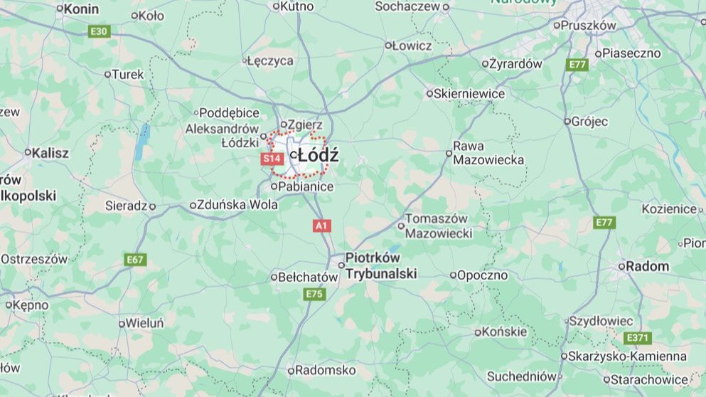 Łódź na mapie Google 