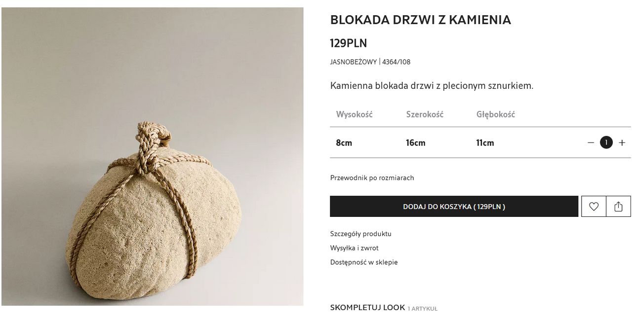 Blokada drzwi z kamienia w Zara Home