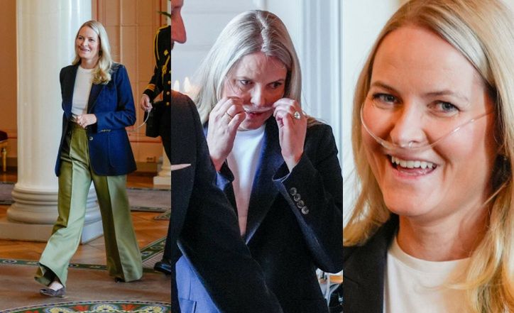 Mette-Marit z aparatem tlenowym