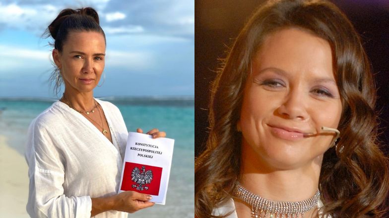 Kinga Rusin uderza w PiS pozując z konstytucją na Malediwach