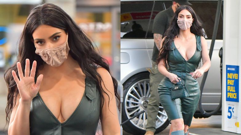 Potencjalna pierwsza dama USA Kim Kardashian przemyka ulicami Calabasas w skromnym skórzanym wdzianku (FOTO)