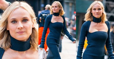 Zjawiskowa Diane Kruger kusi dekoltem w dzianinowej sukience
