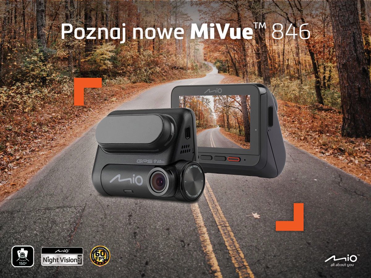 Mio MiVue 846 z dwoma trybami parkingowymi i nagrywaniem w 60FPS