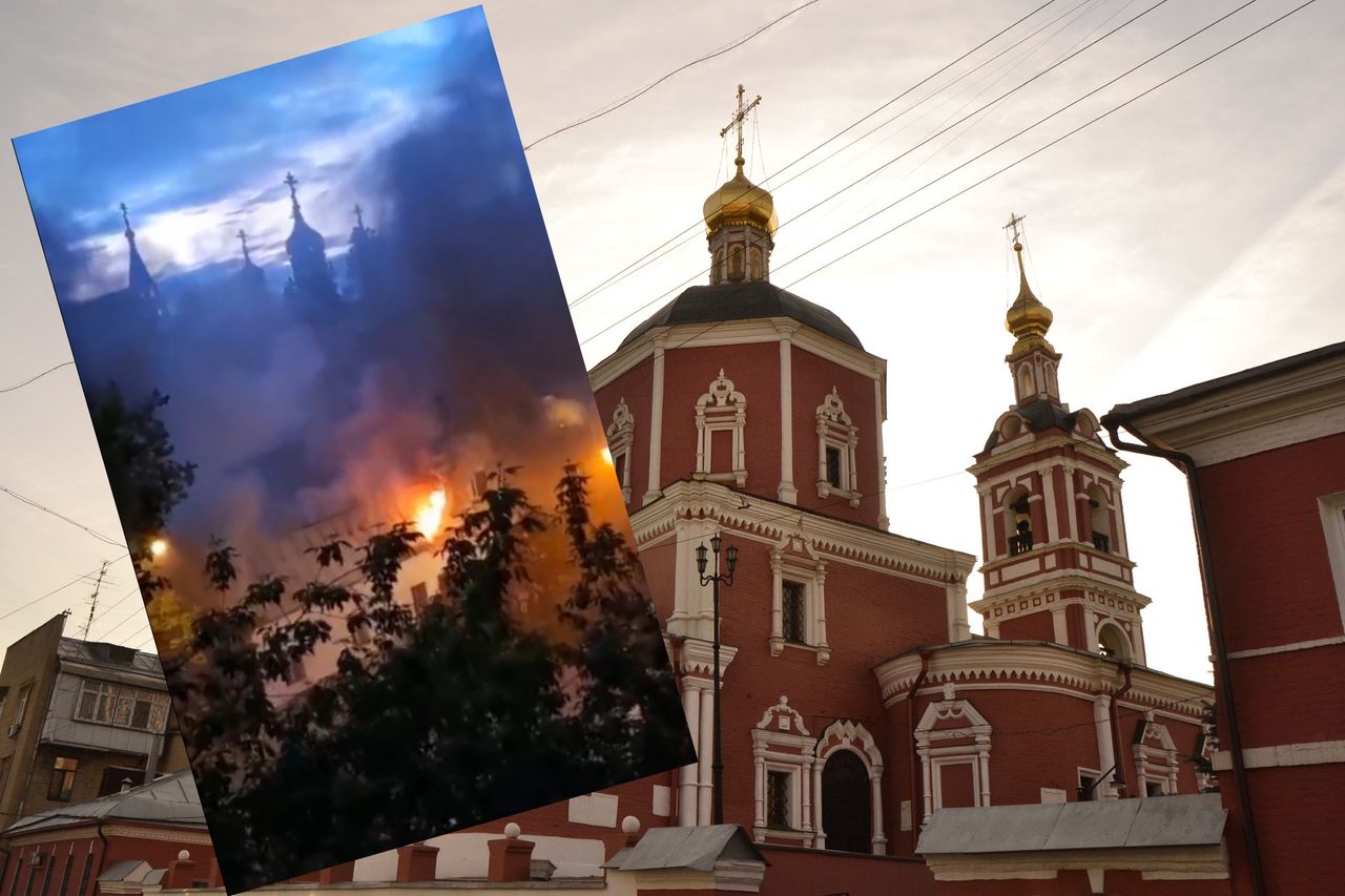 Potężny pożar w Moskwie. Ogień w cerkwi, są nagrania