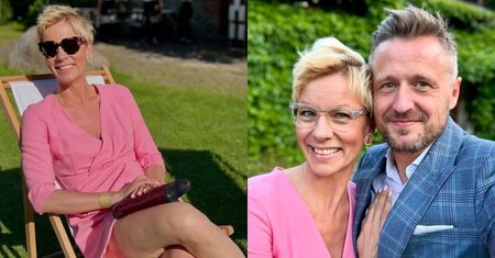Anita Werner w różowej mini wyeksponowała NOGI DO NIEBA na weselu przyjaciół