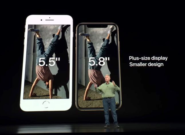 iPhone 8 Plus ma powierzchniowo większy ekran niż iPhone XS Max