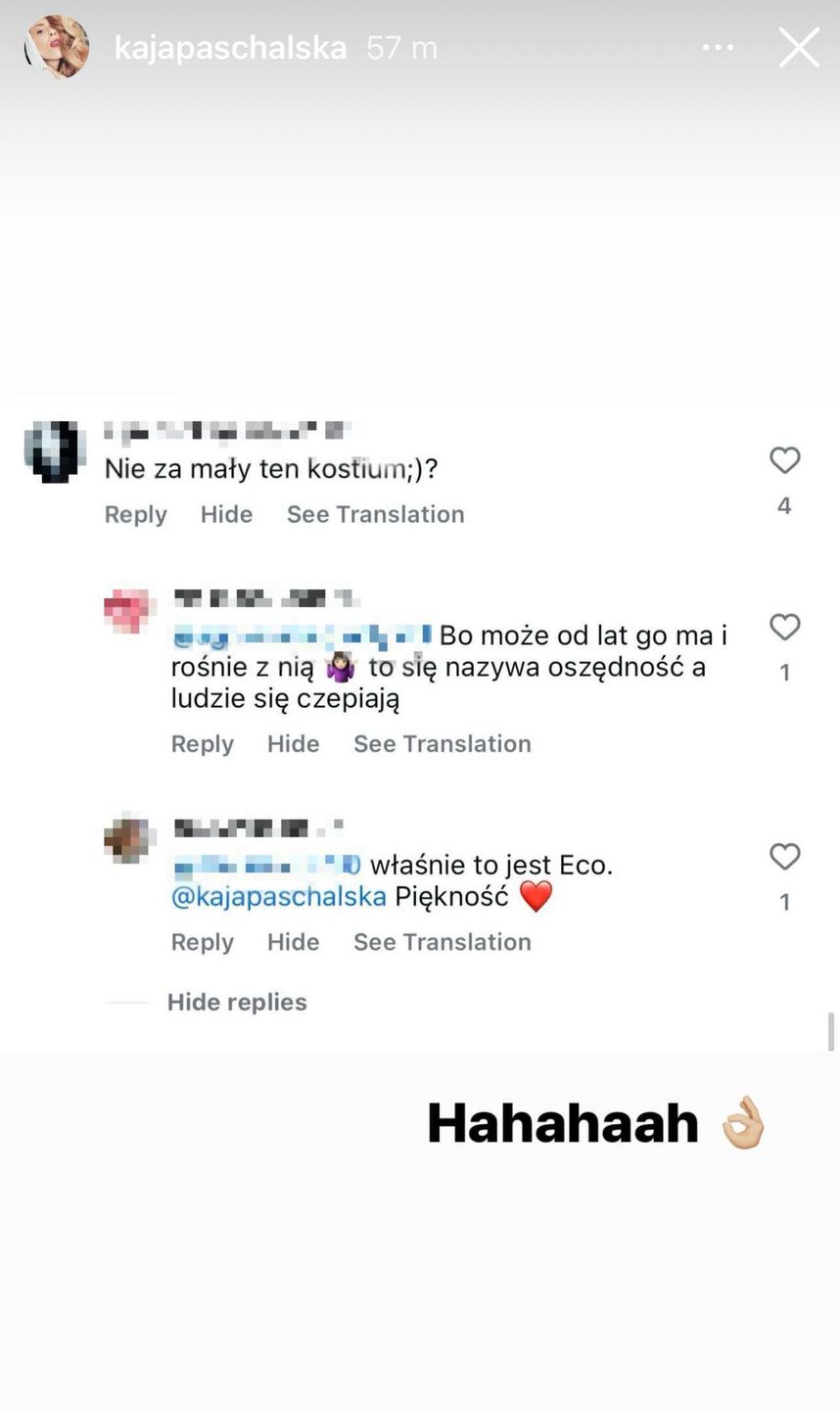 Kaja Paschalska odpowiedziała na komentarze