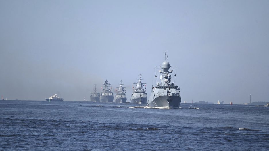 Russian Navy Day Parade of Ships
July 30, 2023, St Petersburg, Leningrad Oblast, Russia: The Russian navy Buyan class corvette Grad leads a parade or warships in formation during the Russian Navy Day parade in the Gulf of Finland, July 30, 2023 in St. Petersburg, Russia.,Image: 793130477, License: Rights-managed, Restrictions: , Model Release: no, Credit line: Alexander Kazakov/Kremlin Pool / Zuma Press / Forum
Alexander Kazakov/Kremlin Pool / Zuma Press / Forum
Vladimir, Putin, V, Buyan, class, corvette, Grad, Pennant, 575, Project, 21630, Baltic, Fleet, warship, littoral, ship, Gulf, of, Finland, navy, boat, naval, Neva, River, Kronstadt, Roadstead, Navy, Day, Russian, Naval, Forces, parade, military, armed, forces, surface, ships, warships, geopolitical, conflict, propaganda, static, display, annual, event, St, Petersburg, Saint, Russia, Leningrad, Oblast, Federation, Ukraine, crisis, Russia-Ukraine, war, Putins, War, Russo-Ukrainian, Invasion, special, operation, rebellion, insurrection, economic, decline, isolation, nationalism, politics, political, dictatorship, authoritarian, regime, landscape, blue, sky, outdoors, outside, summer, good, weather, full-length, general, view, horizontal, Kremlin, Pool, zho, handout, public, domain, ho, zhandout, Grad.Corvette_20230730_057.jpg, Press, 20230730_zaa_p138_054.jpg