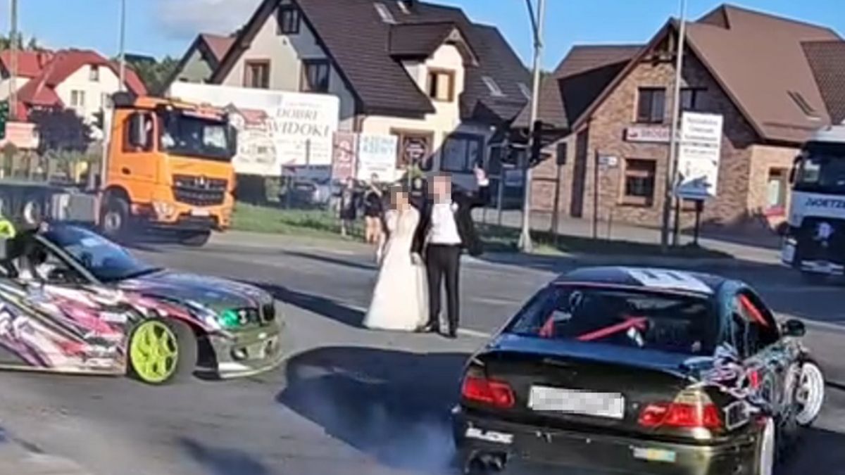 Driftowali wokół pary młodej. Nagranie z Garcza wywołało emocje