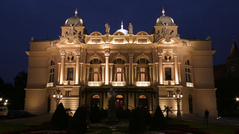 Teatr im. Słowackiego mieści się tuż przy Rynku Głównym w Krakowie