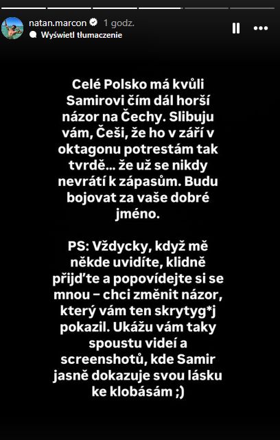 Natan Marcoń robi dymy na czeskich freak fightach. Przepychanki 