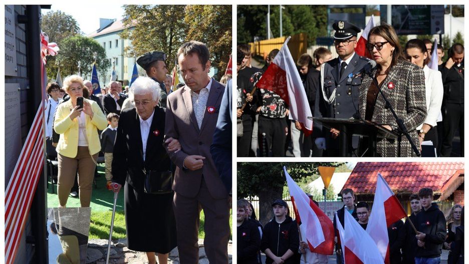 Odsłonięcie pomnika pamięci ofiar niemieckiego nalotu w Komarnie