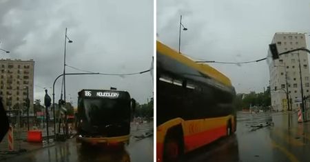 Tak wyglądał karambol w Warszawie. Jest nagranie z kamery świadka